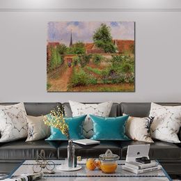 Camille Pissarro Canvas Art Vegetable Garden in Eragny Handmade Impressionist Landscape Painting Home Decor Modern