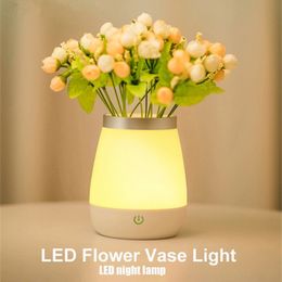 24Pcs LED Flower Vase Light Atmosphere Decorative Vase Night Light Lamp Coffee Home Livingroom Party Desktop Decor Lights