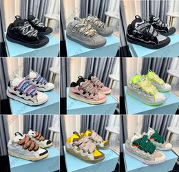 Curb Sneakers Designer Mesh Woven Scarpe da donna da uomo Stringate in rilievo in pelle di vitello nappa Piattaforma in gomma Tranier