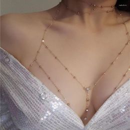 Chains Summer Sexy Chest Chain Bra Bikini Metal Body Jewelry For Women Beach Harness Crystal Decoration