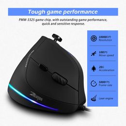 Mice Mice Vertical Mouse Wired Gaming Mouse Programmable Buttons Adjustable 10000DPI Laser Engine RGB Belt Computer Mouse