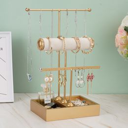 T-shaped Three-layer Jewellery Display Rack Dismountable Earrings Necklaces Bracelets Watches Headbands and Ring's Storage Rack