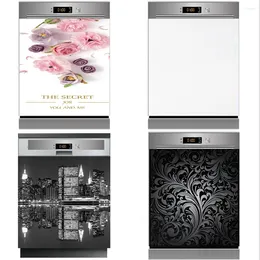 Wall Stickers 3D Pure White Black Pattern Kitchen Fridge Decorative PVC Waterproof Refrigerator Door Wrap Full Covering Decal