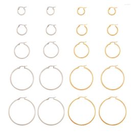 Hoop Earrings 10 Pairs 304 Titanium Steel 15-52mm Ring Shape For Women Fashion Jewelry DIY Accessories