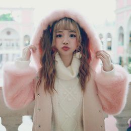 Women's Jackets Princess Sweet Lolita Pink And Blue BOBON21 Baseball Jacket Lazy Warm Coat Super Thick Windshield Roomy C1424