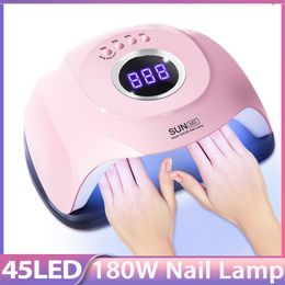 Dryers Phototherapy Sun M3 Spuer Nail Lamp 180W 45 Beads UV LED Lamp Upgrade All Gel Polish Drying Lamp Professional Auto Nail Dryer