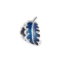 Fits Pandora Bracelet Argent 925 Sterling Silver Blue Curved Feather Charms Beads for Women DIY Jewelry Making 2023 New In