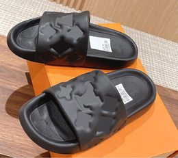 2023 New Designer Fashion Luxury foam Beach Sandals Slippers Slide Waterfront Mule embossed flip flop Rubber Summer Holiday Flat womens letters shoes With Box