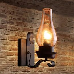 Wall Lamp Vintage Rustic In Glass And Mood Light Decorative For Bedroom (Does Not Contain Bulbs)