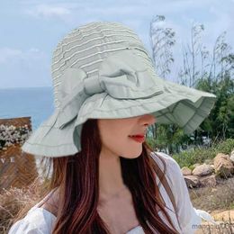 Wide Brim Hats New Women Summer Hat Foldable Sun Large Beach Fashion Bucket Protection Cap R230607