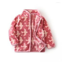 Jackets Boys' And Girls' Fleece Jacket Zipper Animal Print Velvet Thickened Warm Children's O-neck