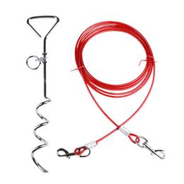 Collars Dog Leash Handle Stake Pet Walking Safety Rope Harness Chain Kitten Training Steel Puppy Wire Leashes Cable Run Cat