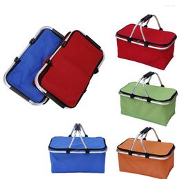 Storage Bags Folding Picnic Camping Shopping Basket Insulated Cooler Cool Hamper Zip Hand Bag Waterproof