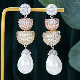 Dangle Earrings Sparkly Lolita Style Luxury Pearl Drop For Women Bridal Wedding Party Daily Trendy Jewellery Accessories High Quality