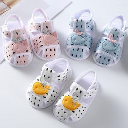 First Walkers Baby Summer Prewalker Hollow Out Soft Soles Sandal 0-18 Month Toddler Flat Cotton Cartoon Inant Non-Slip Footwear