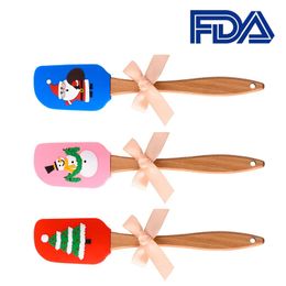 Christmas Silicone Spatula Cute Santa Claus Cake Batter Scraper Cake Cream Butter Spatula Mixing Batter Scraper Brush Baking Tool