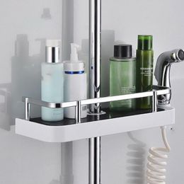 Organisation Shower Storage Rack Organiser Bathroom Pole Shees Shampoo Tray Stand Single Tier No Drilling Lifting Rod Shower Head Holder