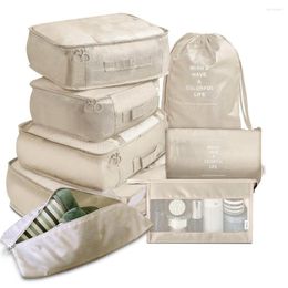 Storage Bags 8Pcs Packing Cubes Travel Luggage Organiser Suitcase Cases Clothes Shoe Tidy Pouch Bag Toiletries Wash