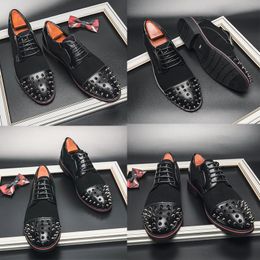 Luxury Brands New Men Shoes Studs Cowhide Loafers Classic Comfortable Casual Business Shoes Gentleman Pointed Head Leather Shoes Size 38-48