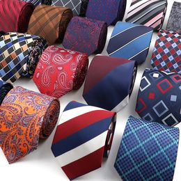 Neck Ties Mens Classic Luxury Tie 8cm Striped Paisley Plaid AllMatch Jacquard Necktie For Business Wedding Prom Daily Wear Accessory 230605