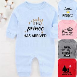 Rompers The Prince Has Arrived Winter Baby Boy Clothes born Romper Cotton Baby Girl Pography Outfits Long Sleeve Babies Costume 230606