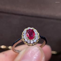 Cluster Rings Coming Natural And Real Ruby Ring 925 Sterling Silver Fine Jewelry Fashion