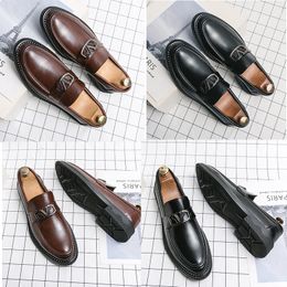 Luxury Brands New Men Shoes Black Brown Cowhide Loafers Classic Comfortable Casual Business Shoes Gentleman Round Toe Leather Shoes Size 38-44