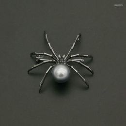 Brooches Large Spider Brooch For Clothes Gothic Black Mother Of Pearl Men Party Pin Exaggerated Jewellery Gifts