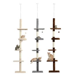 Cat Furniture Scratchers Adjustable 228274cm Height FloortoCeiling Vertical Tree Stable Tall Climbing Kittens Toy 230606