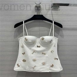 Women's T-Shirt designer women's summer sexy tee t-shirt with beads runway tank crop top t shirt clothing high end short letter print pullovers vest camisole