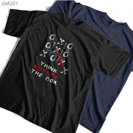 COOLMIND 100% Cotton Think Outside The Box Print Unisex T Shirt Casual Big Size Men Tshirt Cool t-shirt Men Tee Shirts Tops L230520
