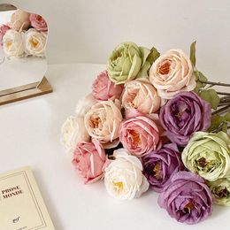 Decorative Flowers 7pcs Artificial Rose Silk Bridal Bouquet Home Table Centrepiece For Wedding Party Valentine's Day Decor