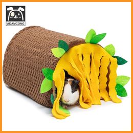 Cages Guinea Pig Tunnel House Small Animal Hideout Tube Cage House for Hamster Rat Playing Sleeping Resting Fleece Warm Bed