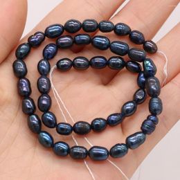 Beads 5/6/7/8mm Natural Freshwater Pearl Rice Shape Black Vertical Hole Bead For Jewellery Making Necklace Bracelet Crafts