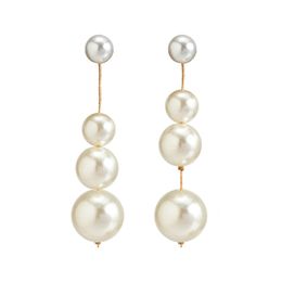 Elegant Simulated Pearl Long Chain Drop Earrings for Women Wedding Bridal Fashion Statement Hanging Piercing Earring Jewellery