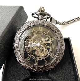 Wholesale Antique Skeleton Hollow Mechanical Watches Hand Winding Roman Mechanical Pocket Watches