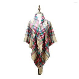 Scarves Square Scarf Winter Neck Warm Shawls Big Plaid Plush Poncho Women Capes Wraps Eyelash Tassel