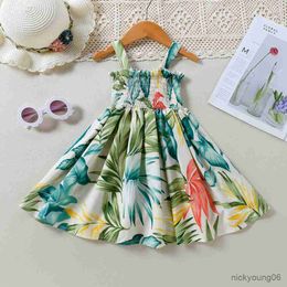 Girl's Dresses Girls Princess Summer Sling Floral Waist Dress New Small Fresh Pastoral Style Children Clothing Girl Fashion Kids Outfit R230607