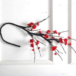 Decorative Flowers Year Artificial Flower Cherry Spring Plum Peach Blossom Branch Silk Tree Bud For Wedding Party Decors 1PCS