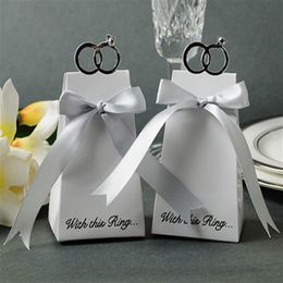 50 pieces lot Wedding paper candy box of With this Ring Elegant Favour Boxes For wedding and Party guest gift boxes288K