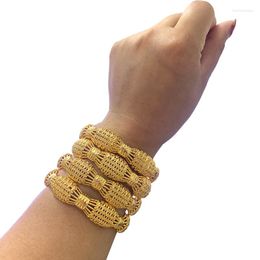 Bangle Ethiopia Bracelet 4pcs/lot Trendy 24k Gold For Women Dubai Wedding Bride Gift Africa Handchain Saudi Arab Jewellery Charm
