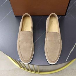 Mens dress shoes LP Summer walk loafers flat low top suede Soft genuine suede oxfords Loro&Piana Moccasins summer walk comfort loafer slip on loafer rubber sole flats