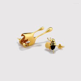 Stud Earrings Silvology 925 Sterling Silver Bee And Honey For Women Creative Funny Exaggeration Asymmetrical Earring Designer Jewellery