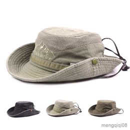 Wide Brim Hats Outdoor Bucket Hat Men Summer Breathable Cap Cotton Jungle Fishing Beach Sun Protector Caps For Men's R230607