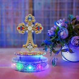 Stitch 5D DIY Diamond Painting Music Box with LED Light embroidery kit Little bear desktop decoration Children's gift