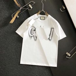 Designer Luxury Guggi Classic 23 Summer High End Men's Short T Personalized Fashion Printing Letter Micro Wide European Cotton Unisex Top