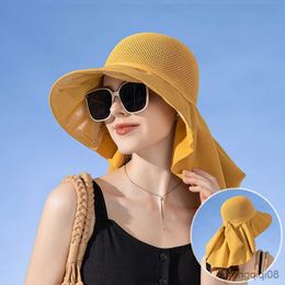 Wide Brim Hats Summer Women Bucket Hat with Lightweight Breathable Face Neck Protection Sun Pleat Design Travel Beach Cap R230607