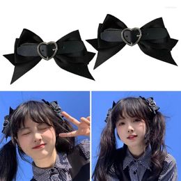 Hair Accessories Bows Clip Bow Tie Punk Barrettes Hairpin Bowknot Side Y2k Pu Buckle Top