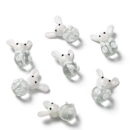 Crystal 10pcs Mini White Rabbit Beads Handmade Bunny Glass Lampwork Beads for DIY Jewelry Making Bracelet Earrings Keychain Accessories