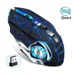 Wireless 2024 Mouse Mice Gaming 2400 DPI Rechargeable Adjustable 7 Color Backlight Breathing Gamer Game For PC Laptop Pch1